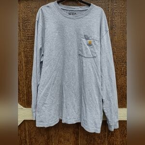 Carhartt Loose Fit Long Sleeve One Pocket Gray T Shirt Mens XL